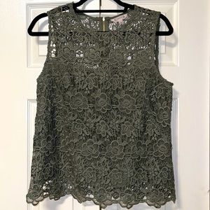 🆕Nanette Lepore olive lace sleeveless top